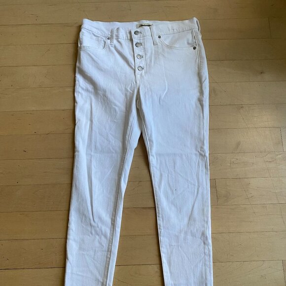 MADEWELL BNWOT Womens 9" Mid-Rise Skinny White Jeans New Button Fly - Picture 2 of 13